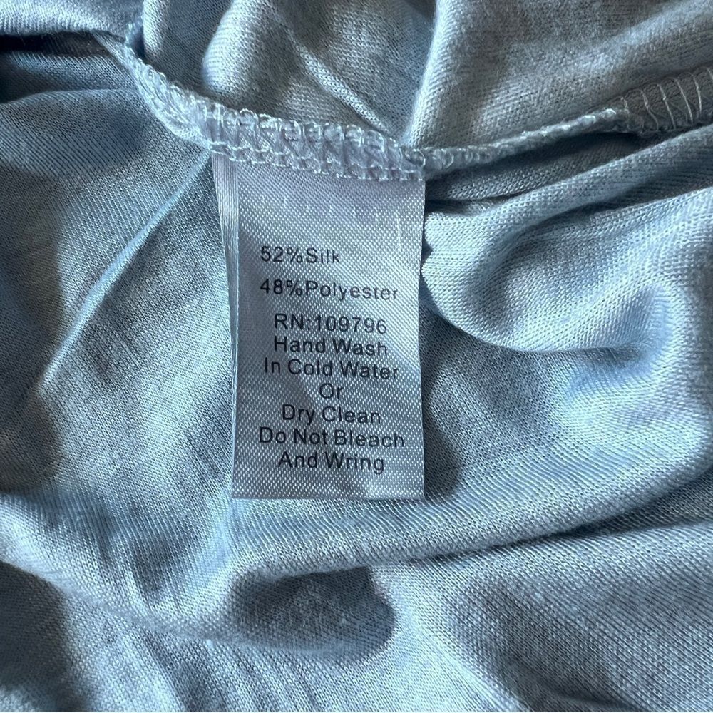 Pretty Angel Light Blue Embroidered Silk Blend Tunic Size L - Picture 8 of 8